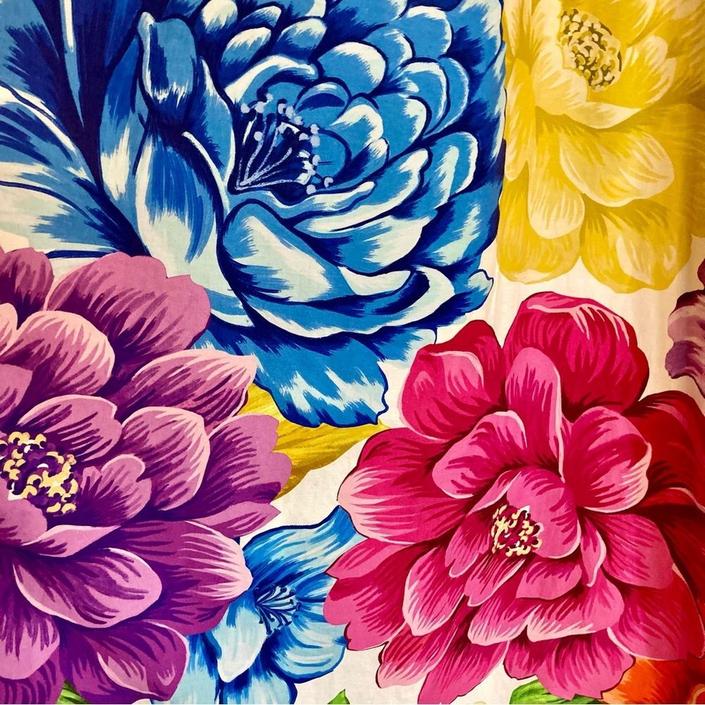 NEW FARM Rio Rainbow Chita Off Shoulder Maxi Dress Puff Sleeve Pink Floral L/XL - Picture 13 of 16